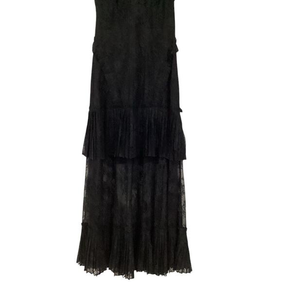 Alexis Feliciana Tie Back Pleated Chantilly Lace Midi Dress In Black Size XS - Picture 7 of 14
